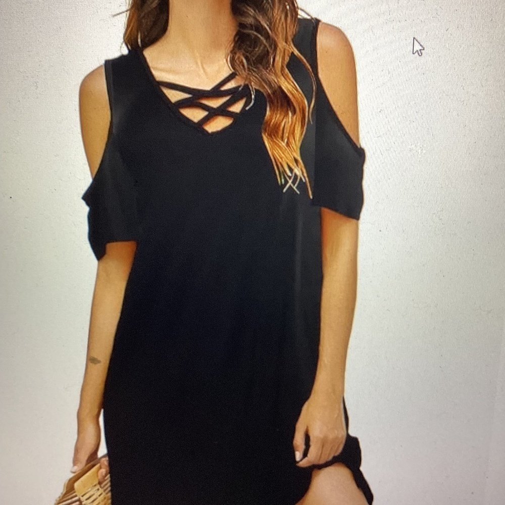 CRISIS CROSS NECKLINE DRESS ( Size: XL)